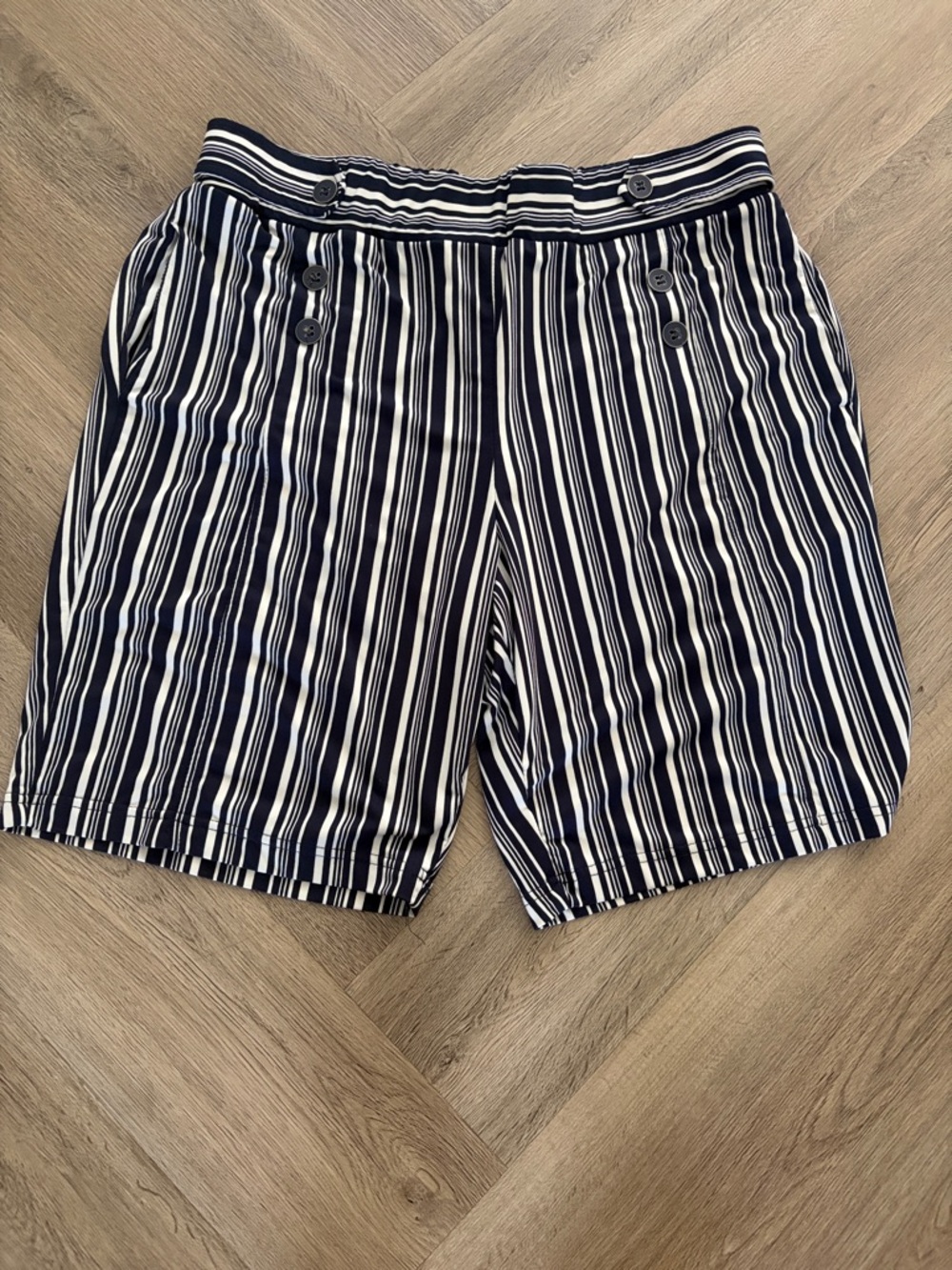 Robert Louis Navy and White Striped Flat-Front Men’s Shorts